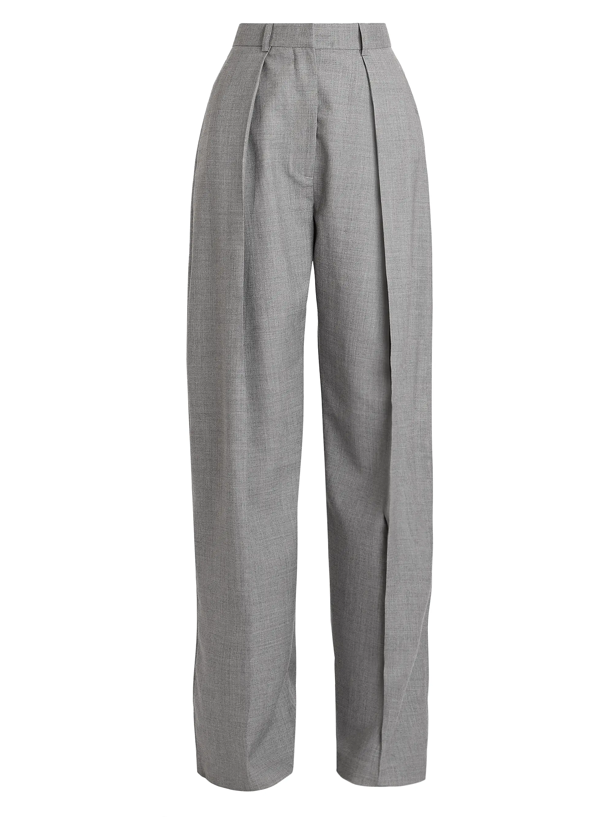 Pleated Wide-Leg Wool Trousers
