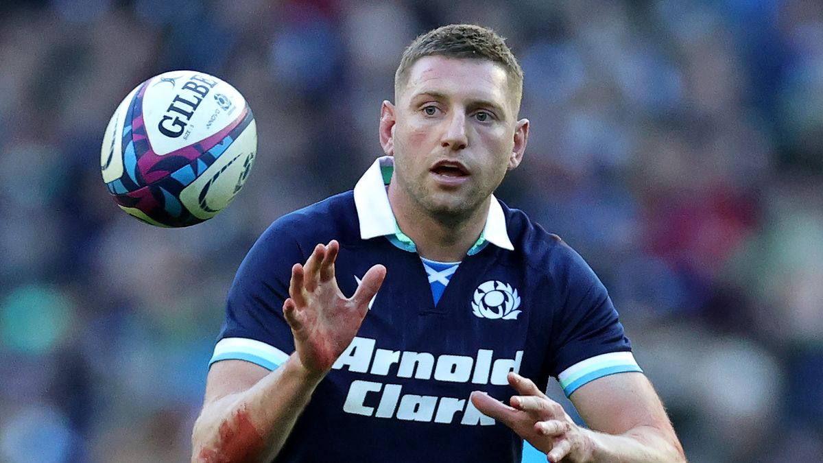 Finn Russell of Scotland catches the ball ahead of Scotland vs Italy in the opening round of the Six Nations 2025