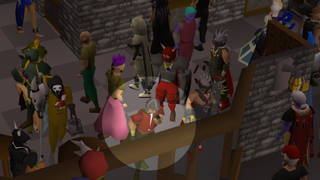 Trout guy in Old School RuneScape scarfs down trout.
