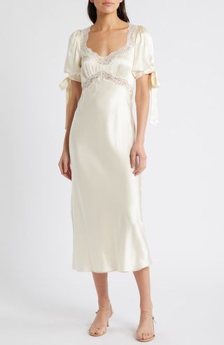 X Kacey Musgraves Stella Lace Trim Silk Midi Dress