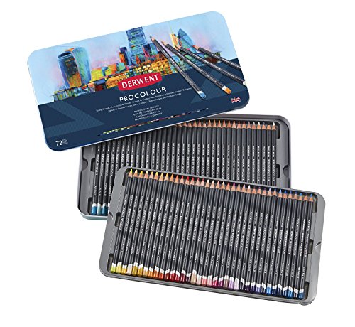 Derwent Procolour Pencils Set of 72 in Tin, 4mm Round Core, Premium Core Strength, Smooth Texture, Ideal for Fine Art Drawing &amp;amp; Colouring, Professional Quality, 2302508