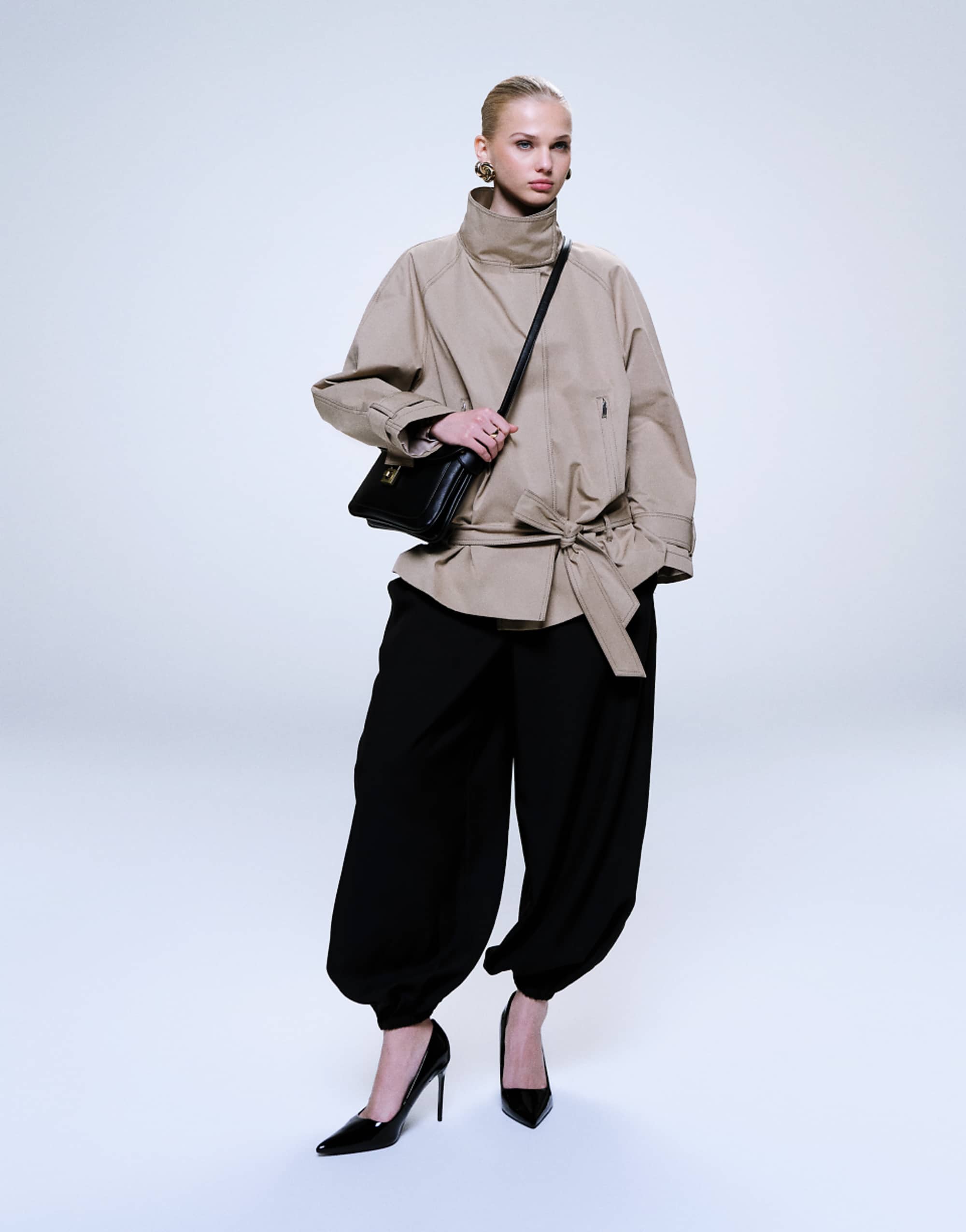 Asos Design Drop Belt Mid Length Trench Coat in Stone