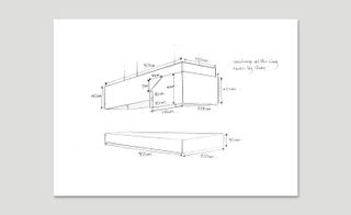 Technical drawing of an installation for a furniture photo shoot