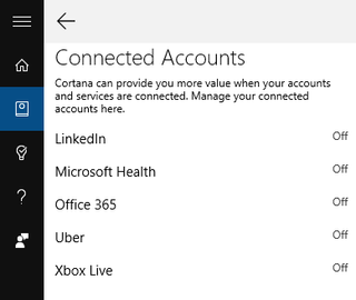 Click Connected Accounts to add your other accounts (linkedin, uber, etc)
