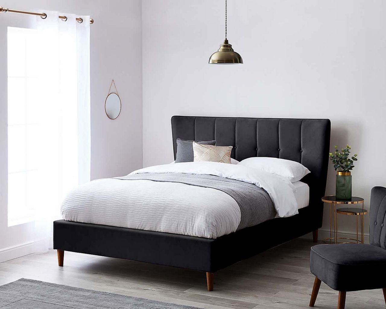 Isla Velvet Bed Frame in charcoal