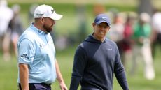 Shane Lowry and Rory McIlroy during the 2023 PGA Championship at Oak Hill