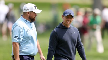 Shane Lowry and Rory McIlroy during the 2023 PGA Championship at Oak Hill