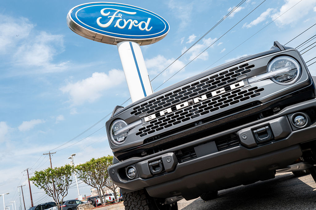 Ford Bronco on display at a Ford car dealership