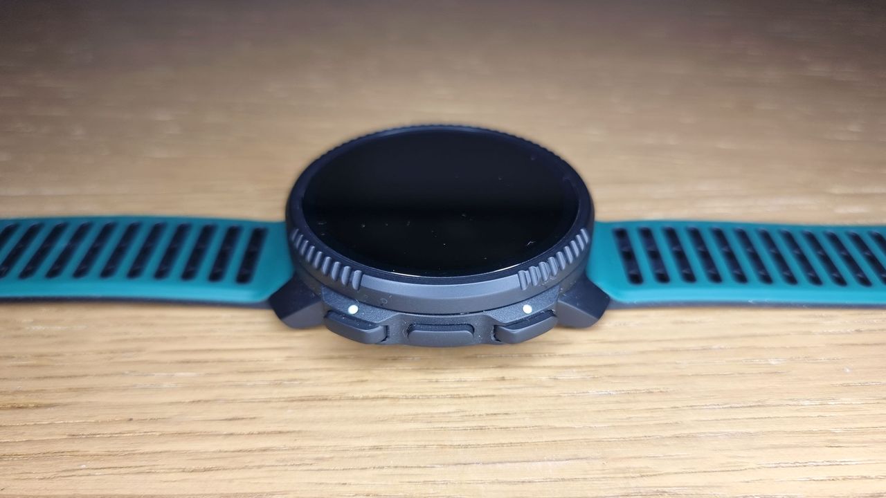 A close-up picture of the side buttons on the Suunto Vertical 2 smartwatch