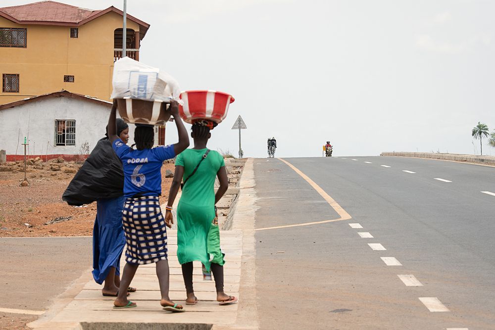 A bicycle race is a rare and unusual sight on the roads fo Sierra Leone