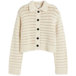 Hole-knit collared cardigan HM
