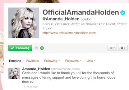 Amanda Holden thanks fans for support on Twitter
