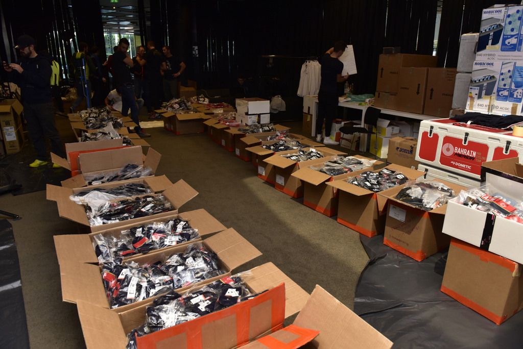 A year's worth of team kit for Bahrain-Merida is ready to be handed out
