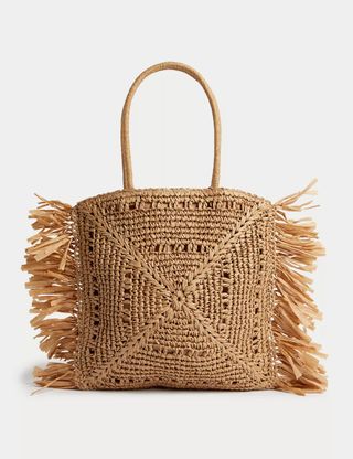 Straw Fringed Tote Shopper