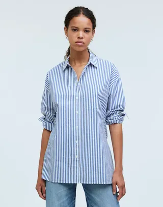 The Oversized Straight Hem Shirt in Signature Poplin