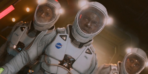 The Cloverfield Paradox Gugu Mbatha-Raw David Oyelowo John Ortiz prepared to do a space walk