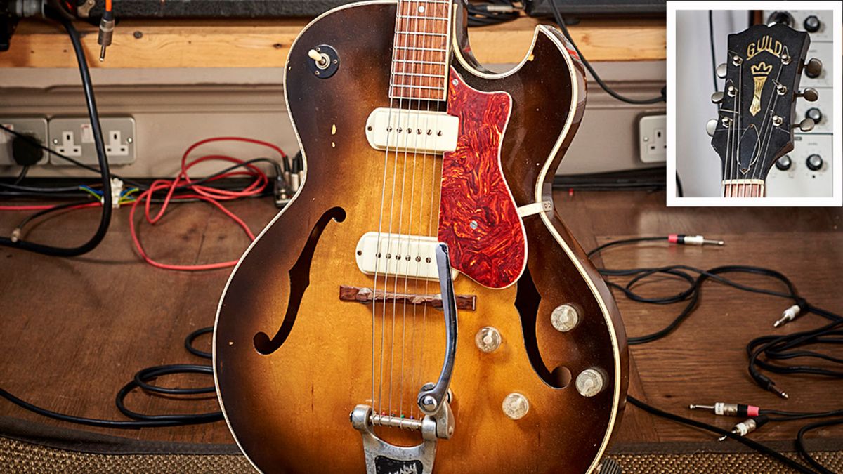 Adrian used this a lot on Portishead&rsquo;s last album Third. &ldquo;It&rsquo;s had flatwounds on it for the last four or five years and I just had an old Bigsby put on. The pickups are like really rabid P-90s,&rdquo; he says