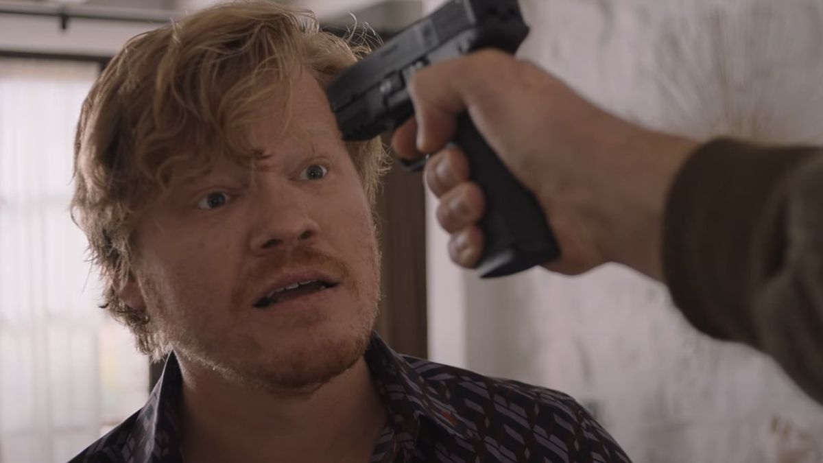 Jesse Plemons with a gun to his head in Windfall