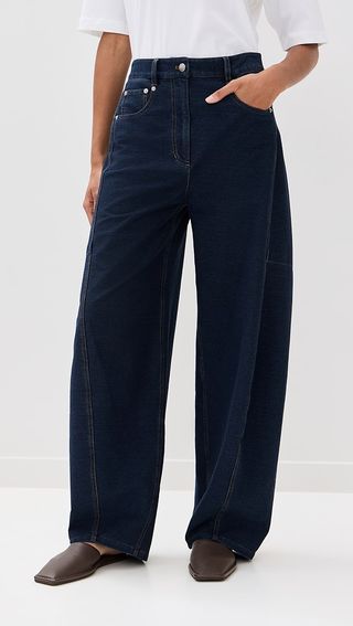 Tibi Indigo Barre Denim Knit Sid Jeans