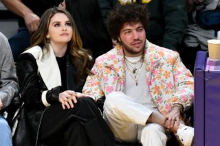 Selena Gomez and Benny Blanco courtside at the Lakers game