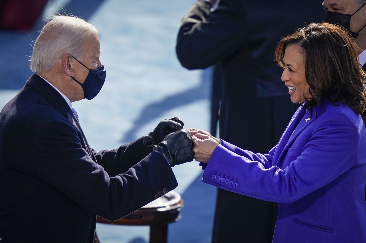 Biden and Harris fist-bump