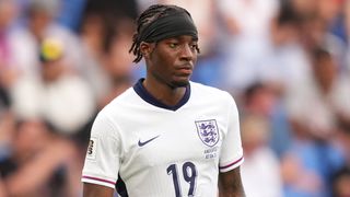 Noni Madueke looks on during England's 1-0 victory over Andorra.