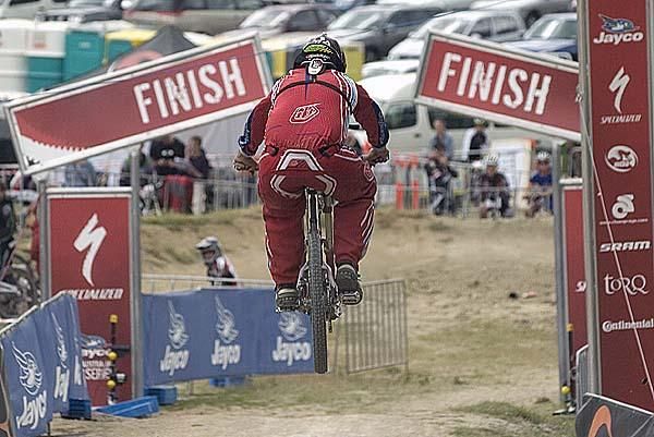 A rider completes the downhill.