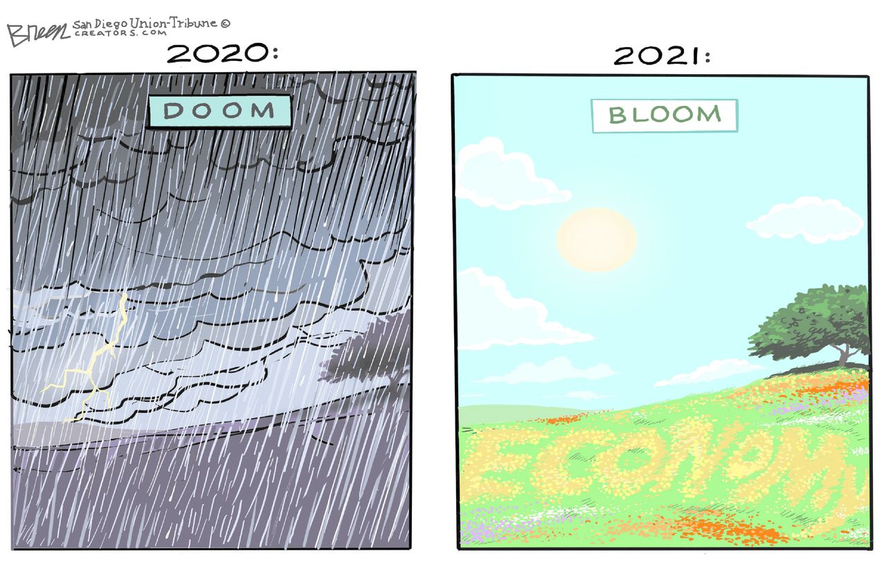 Editorial Cartoon U.S. 2020 spring economy 2021