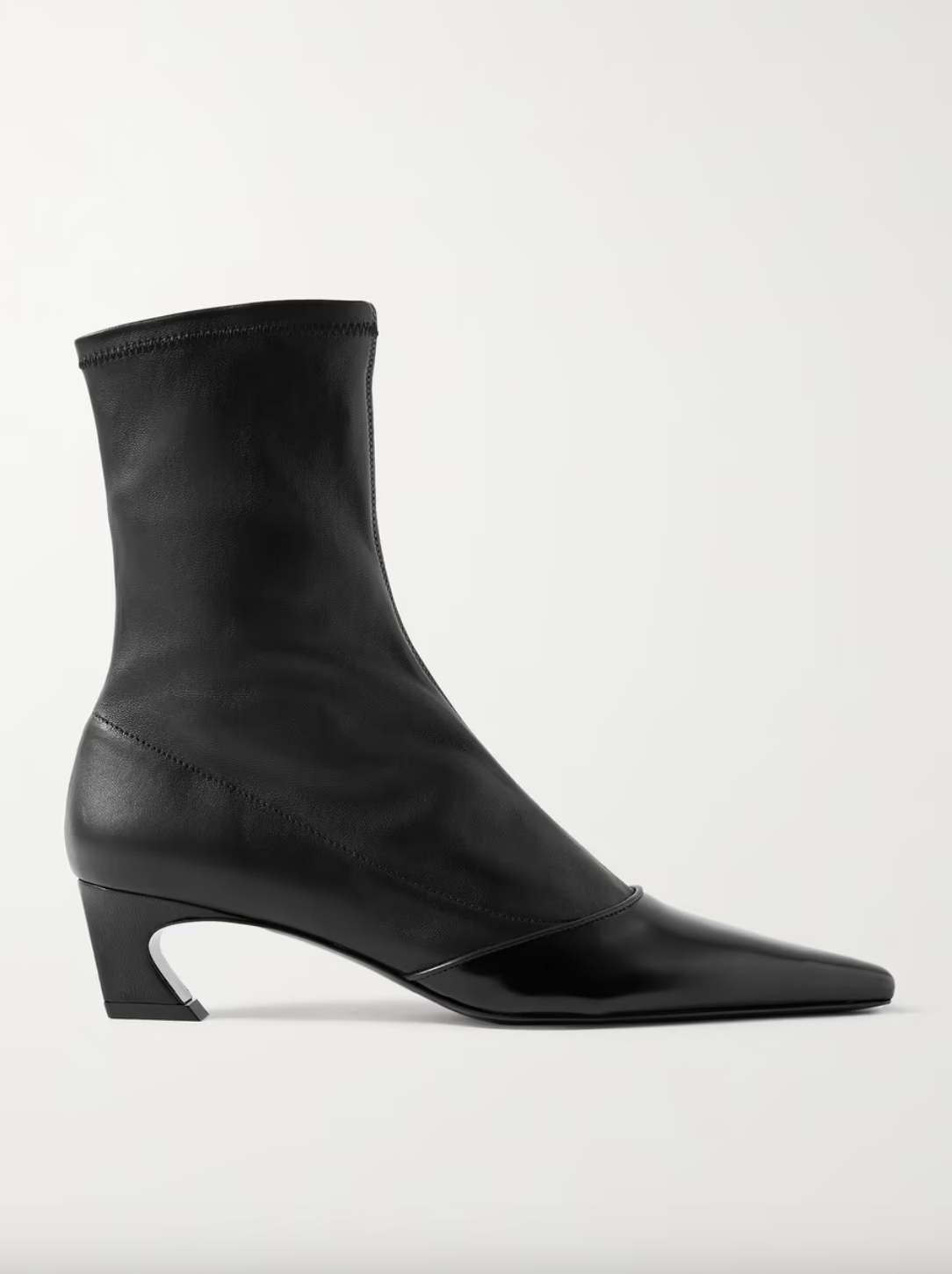 Acne Studios Patent-Trimmed Leather Ankle Boots