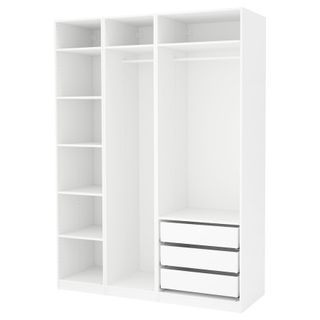 White wardrobe with drawers and multi compartments