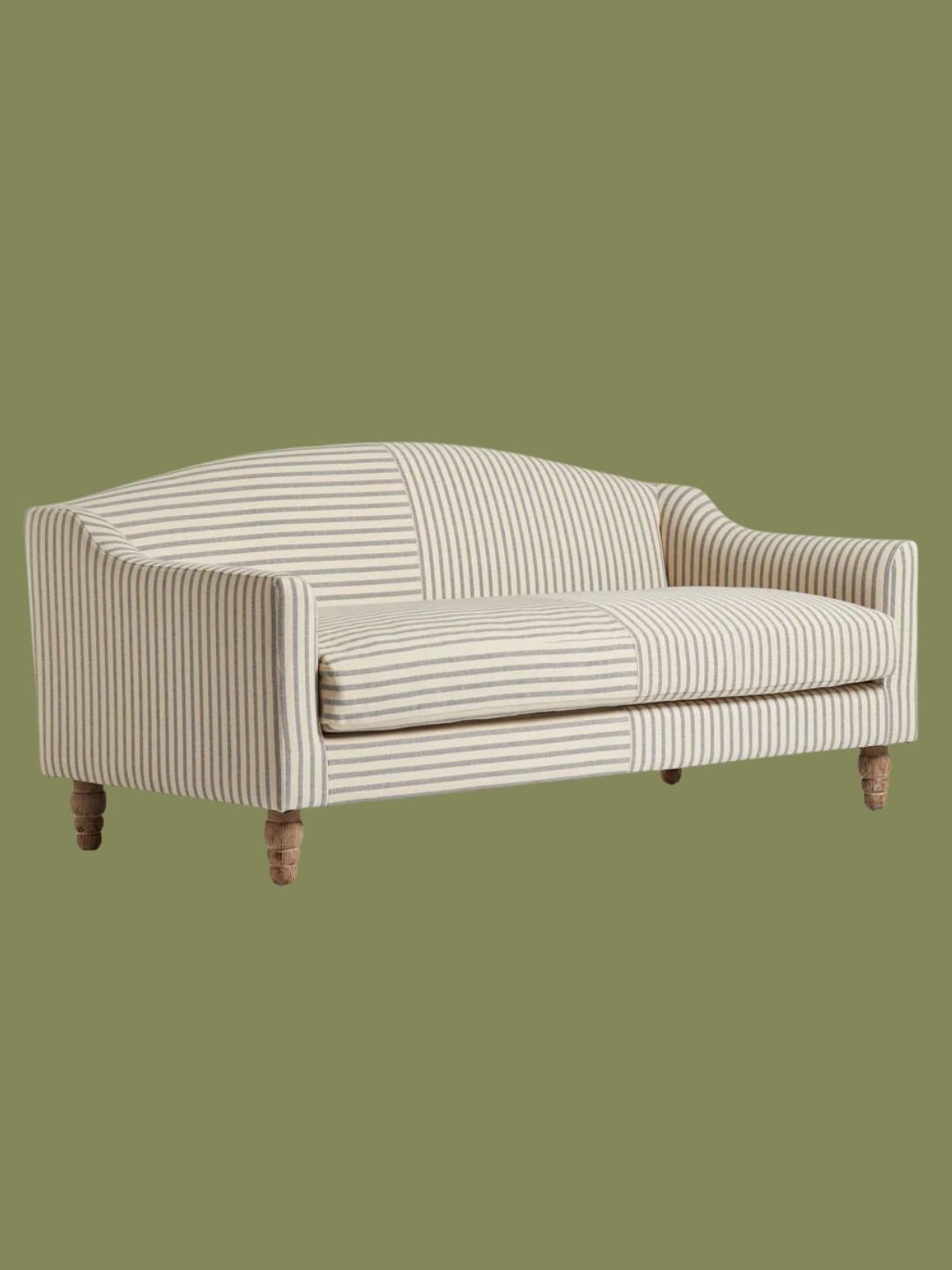OKA, Pippo Stripe Linen 3-Seater Sofa in Sapphire