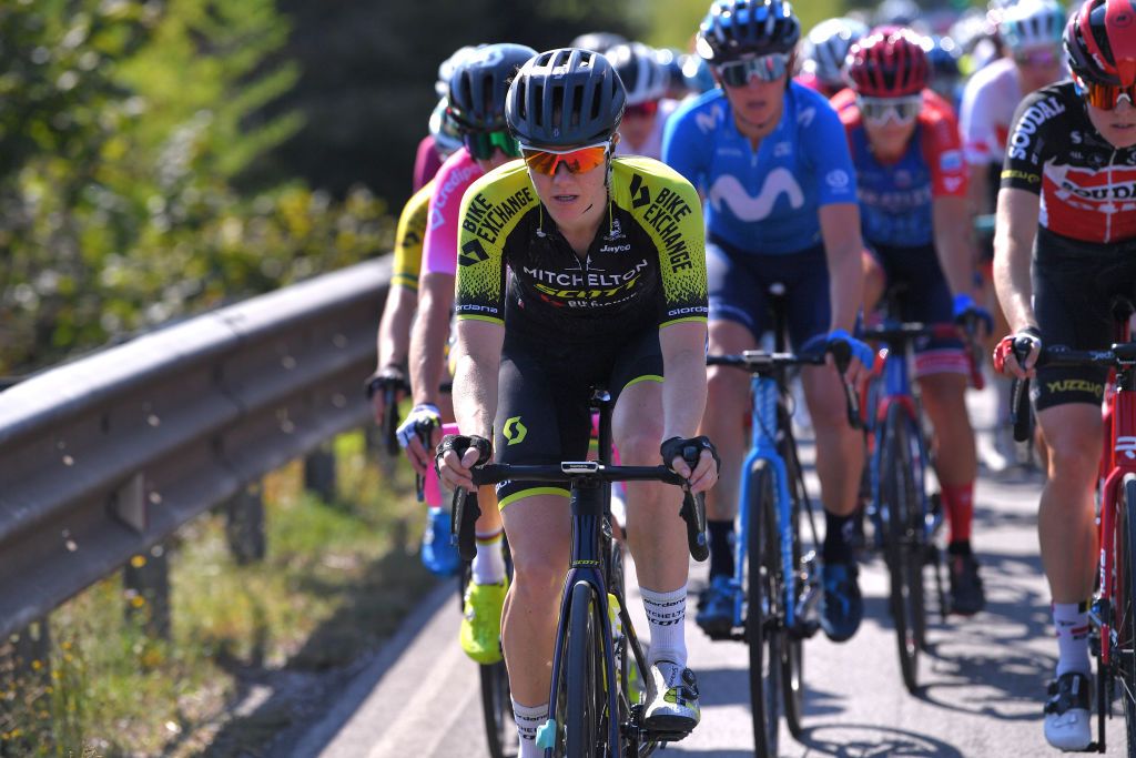 ASSISI ITALY SEPTEMBER 13 Sarah Roy of Australia and Team Mitchelton Scott during the 31st Giro dItalia Internazionale Femminile 2020 Stage 3 a 1422km stage from Santa Fiora to Assisi 413m GiroRosaIccrea GiroRosa on September 13 2020 in Assisi Italy Photo by Luc ClaessenGetty Images