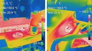 Thermal images show RTX 5090 power connections