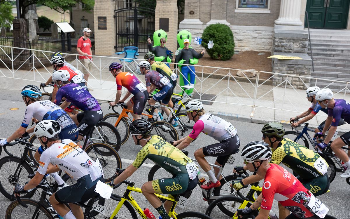 Because of construction in parts of downtown Knoxville, the road race course was compressed and finished on the last half of Friday night's Criterium course.