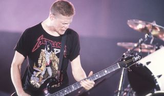 Jason Newsted performs with Metallica at the Werchter Festival in Torhout, Belgium on July 3, 1993