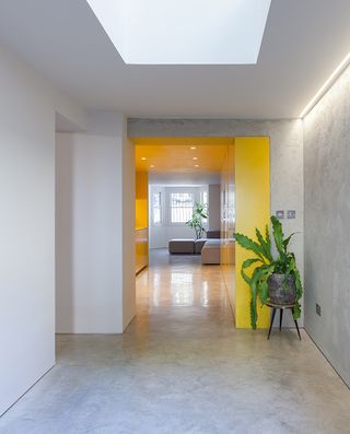 Yellow pillar in a house
