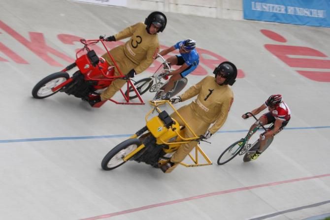 Kovalcik competes in a steher race last May.