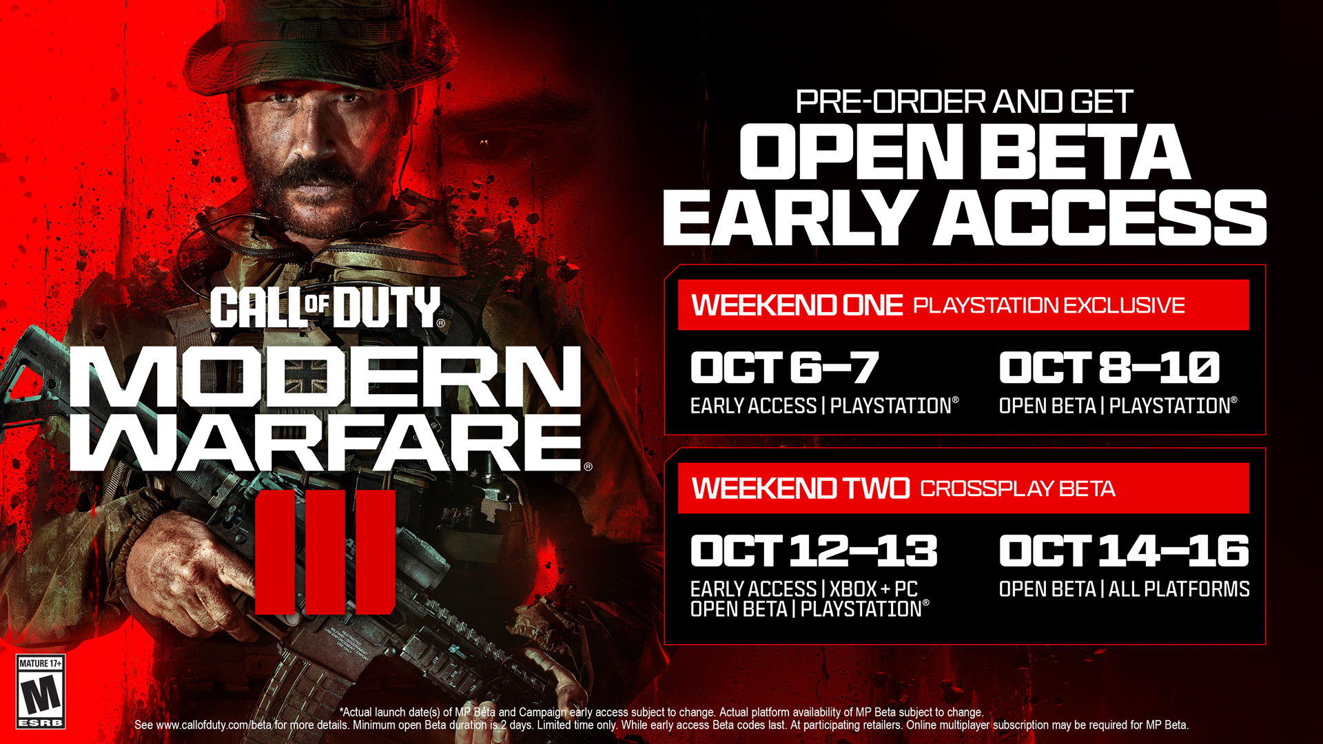 Daty i godziny otwarcia wersji beta Modern Warfare 3