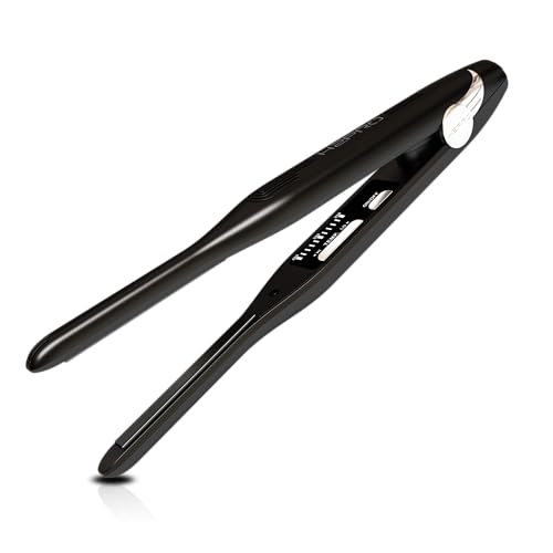 H2pro Black Diamond 3/10" Tourmaline Ceramic Hair Straightener - Cutting Edge Professional Flat Iron for All Hair Types