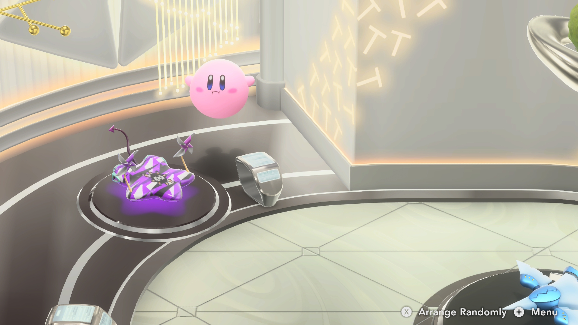 Kirby inflating mid-air in Kirby Air Riders