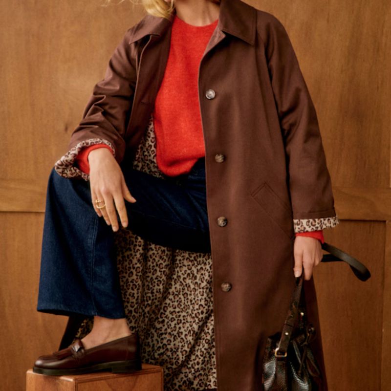 Clyde Coat in Choco on model