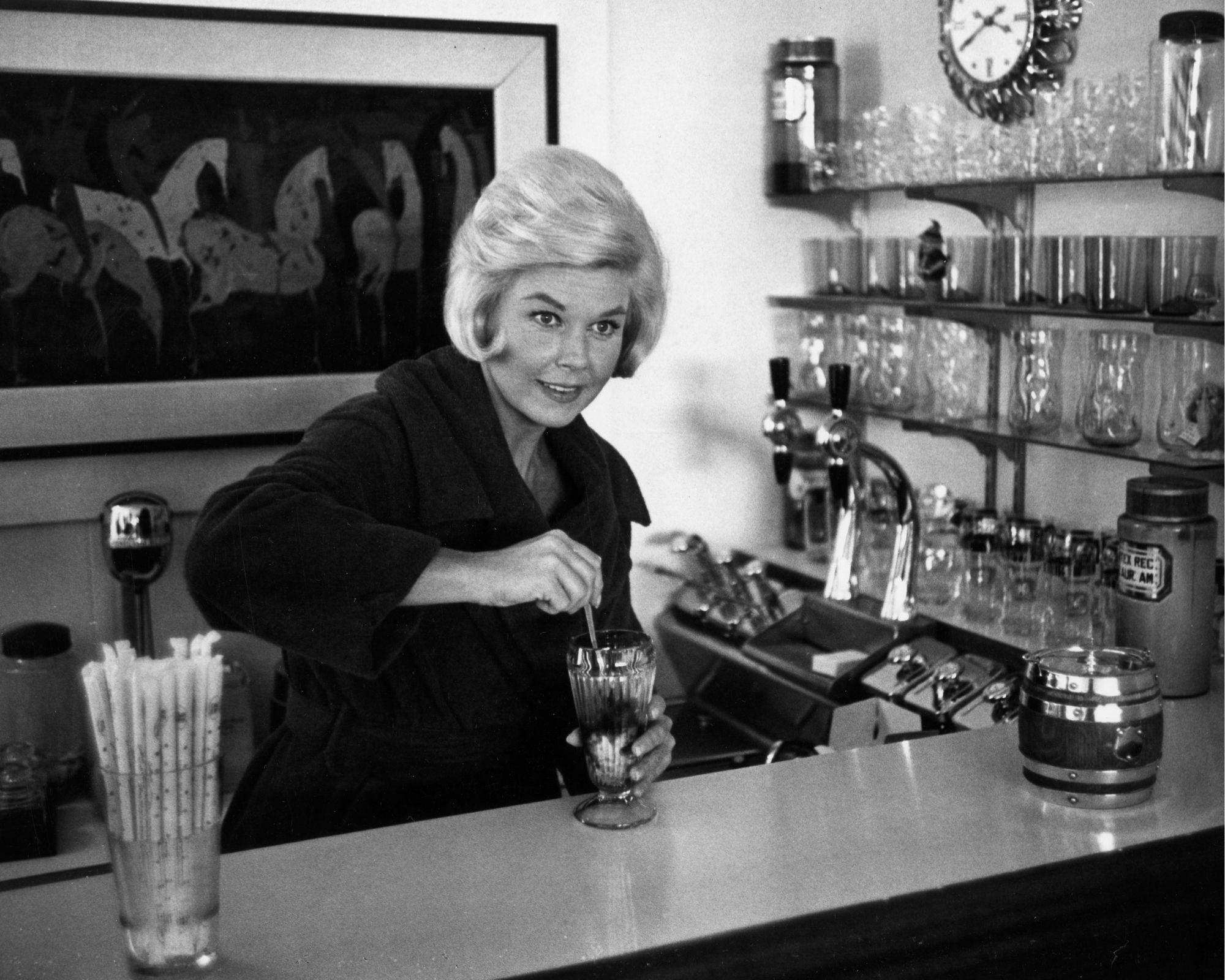 doris day in her los angeles home at the bar