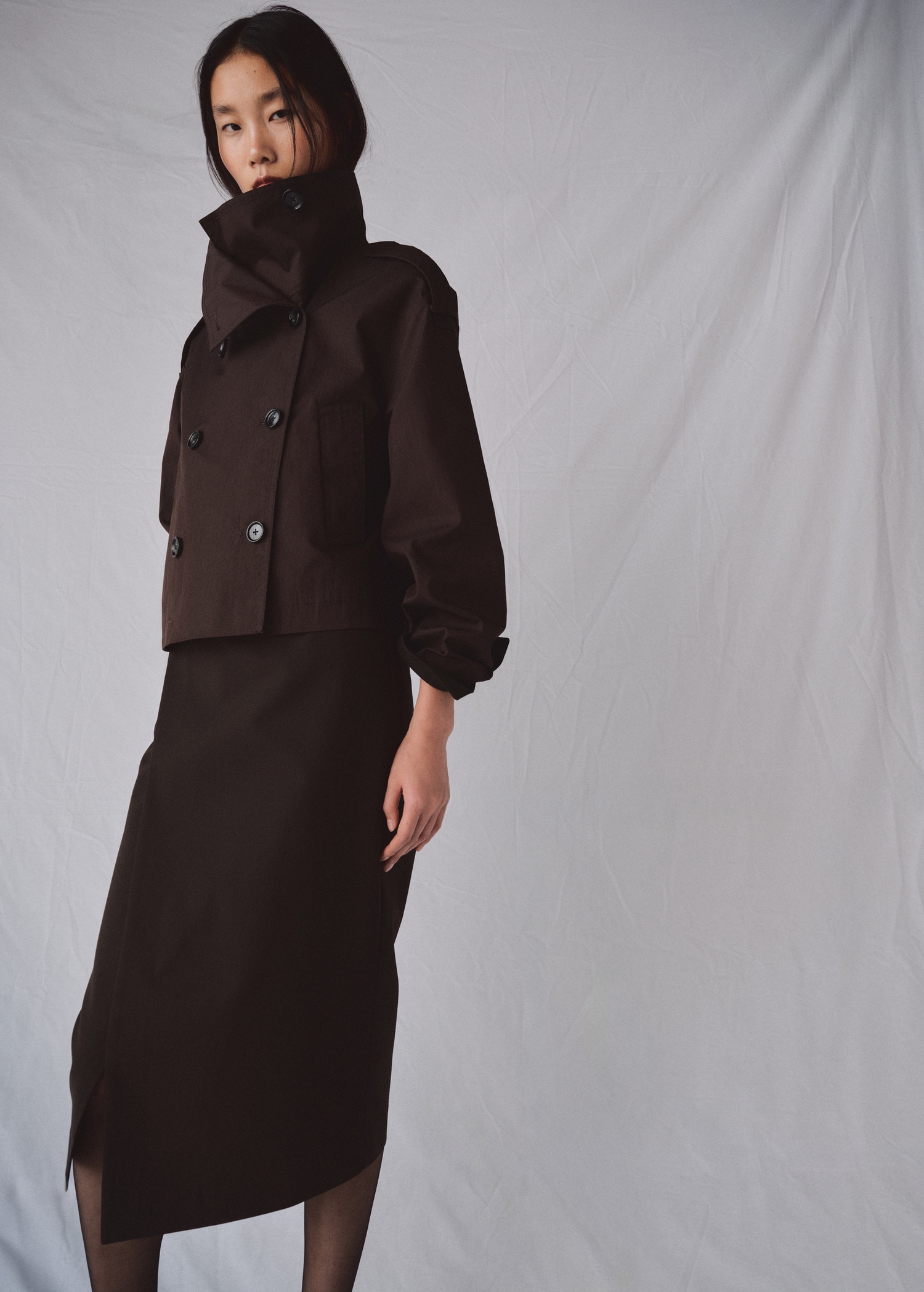 Funnel Neck Cropped Trench Coat - Women | Mango United Kingdom