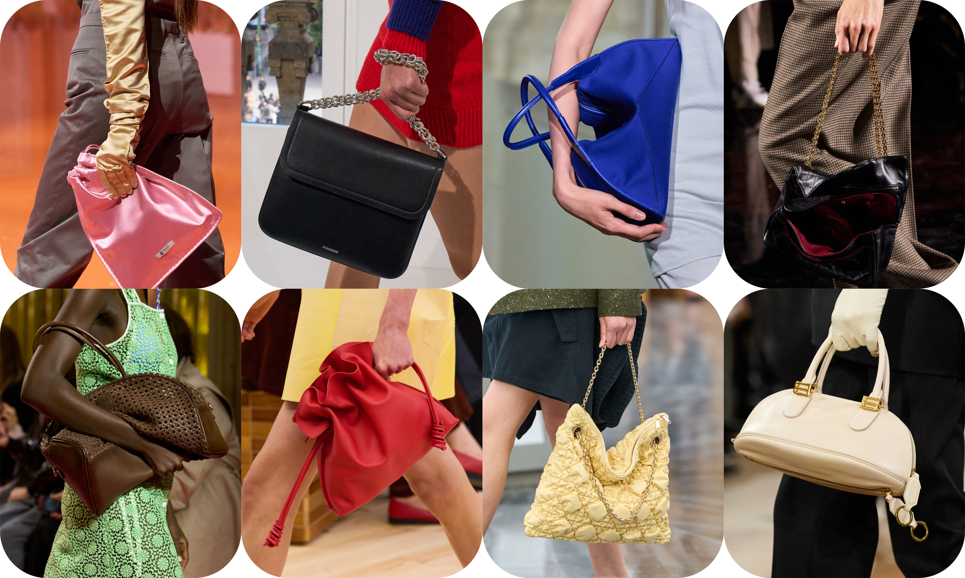 Spring 2026 bag trends at Prada, Jil Sander, Victoria Beckham, Chanel, Miu Miu, Loewe, Dior, Balenciaga