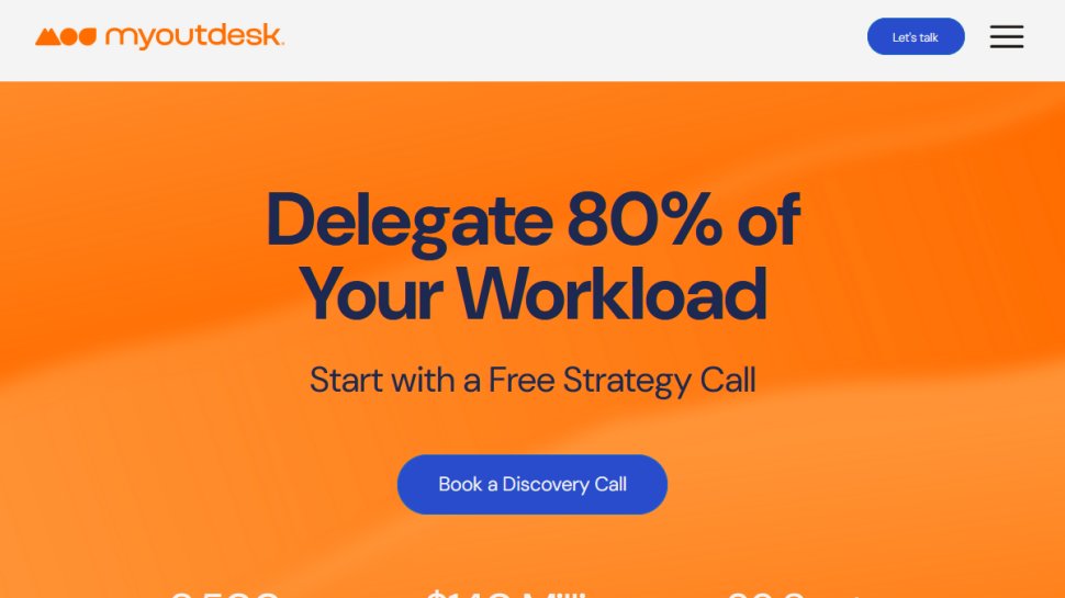 MyOutDesk website screenshot (August 2025).