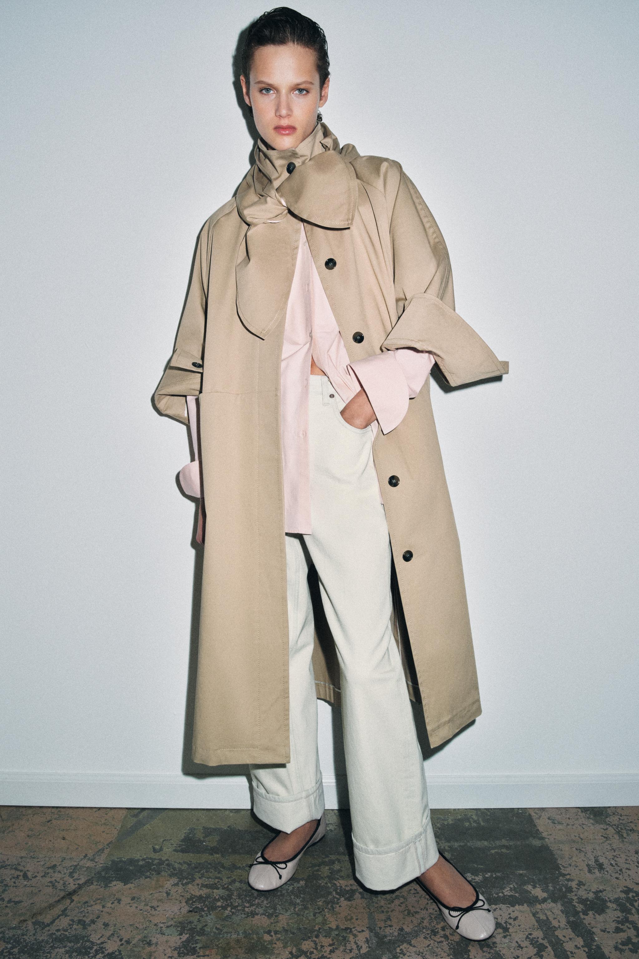 Oversize Trench Coat With Scarf Zw Collection Limited Edition