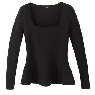 Structured Peplum Long Sleeve Knit Top cut out 