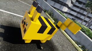 GTA 5 mods - a bright yellow car/cat