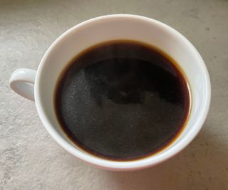 Cup of coffee made in the Instant Cold Brewer