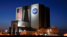 A view of the Vehicle Assembly Building at the Kennedy Space Center in Cape Canaveral, Florida. 